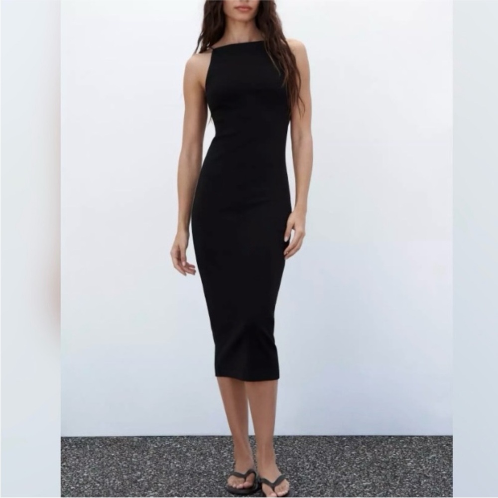 Zara fitted halter strap dress